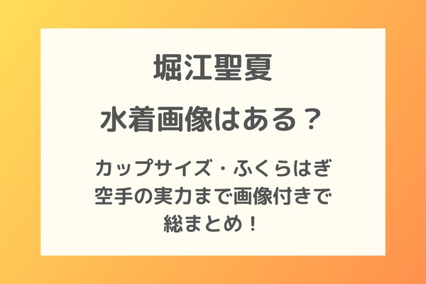 堀江聖夏の水着画像は？カップサイズ・ふくらはぎや空手の実力まで画像付きで総まとめ！